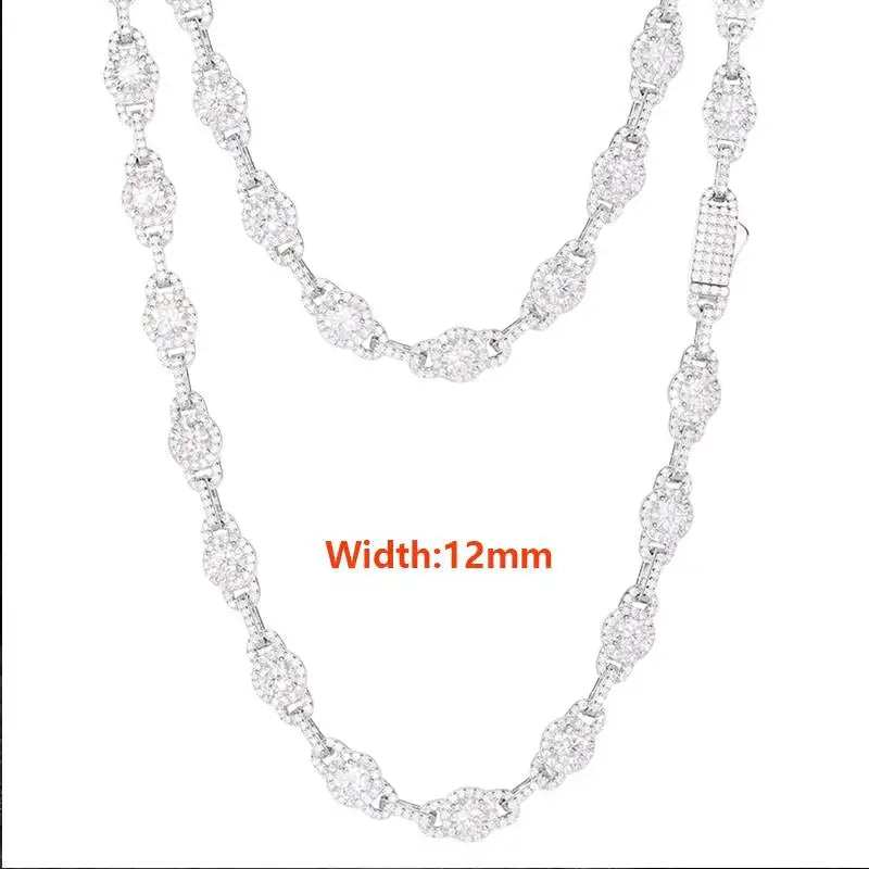 Moissanite Necklace – Iced Out D Color Hip Hop Link Chain with GRA Certificate | 925 Sterling Silver Diamond Jewelry for Men & Women