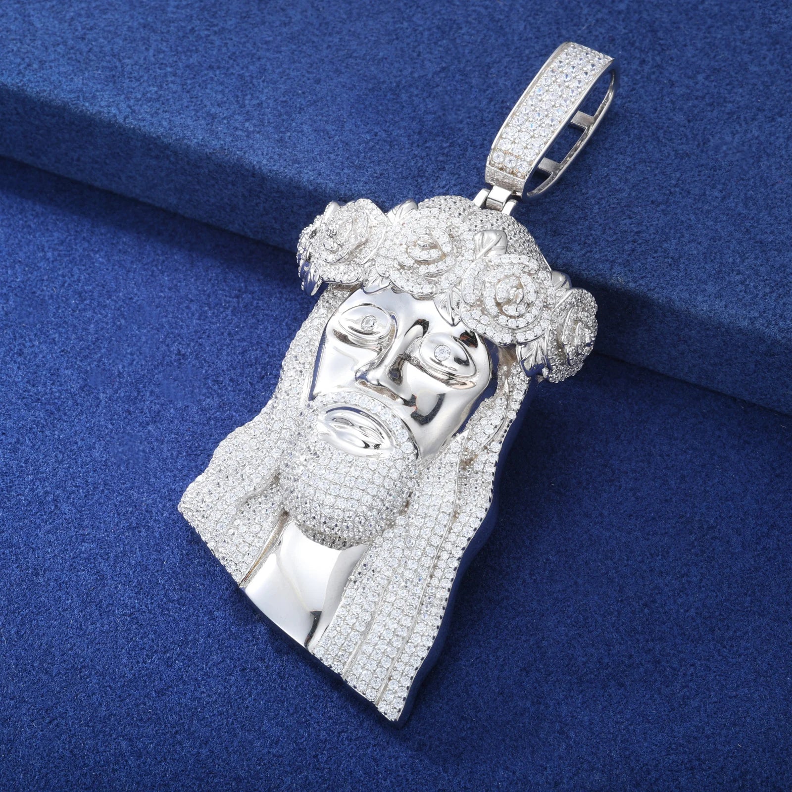 Moissanite Jesus Head Pendant Necklace – Iced Out VVS | 925 Sterling Silver Hip Hop Christian Jewelry for Men & Women