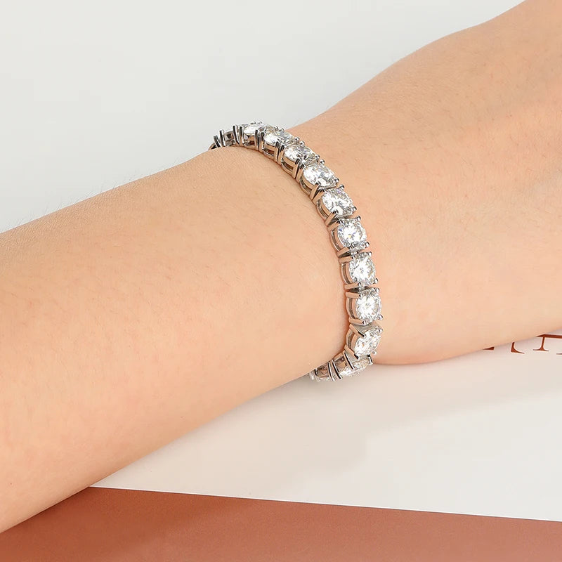 Moissanite Tennis Bracelet – 2mm–6.5mm | Platinum Plated 925 Sterling Silver Wedding Jewelry Christmas Gift for Men & Women