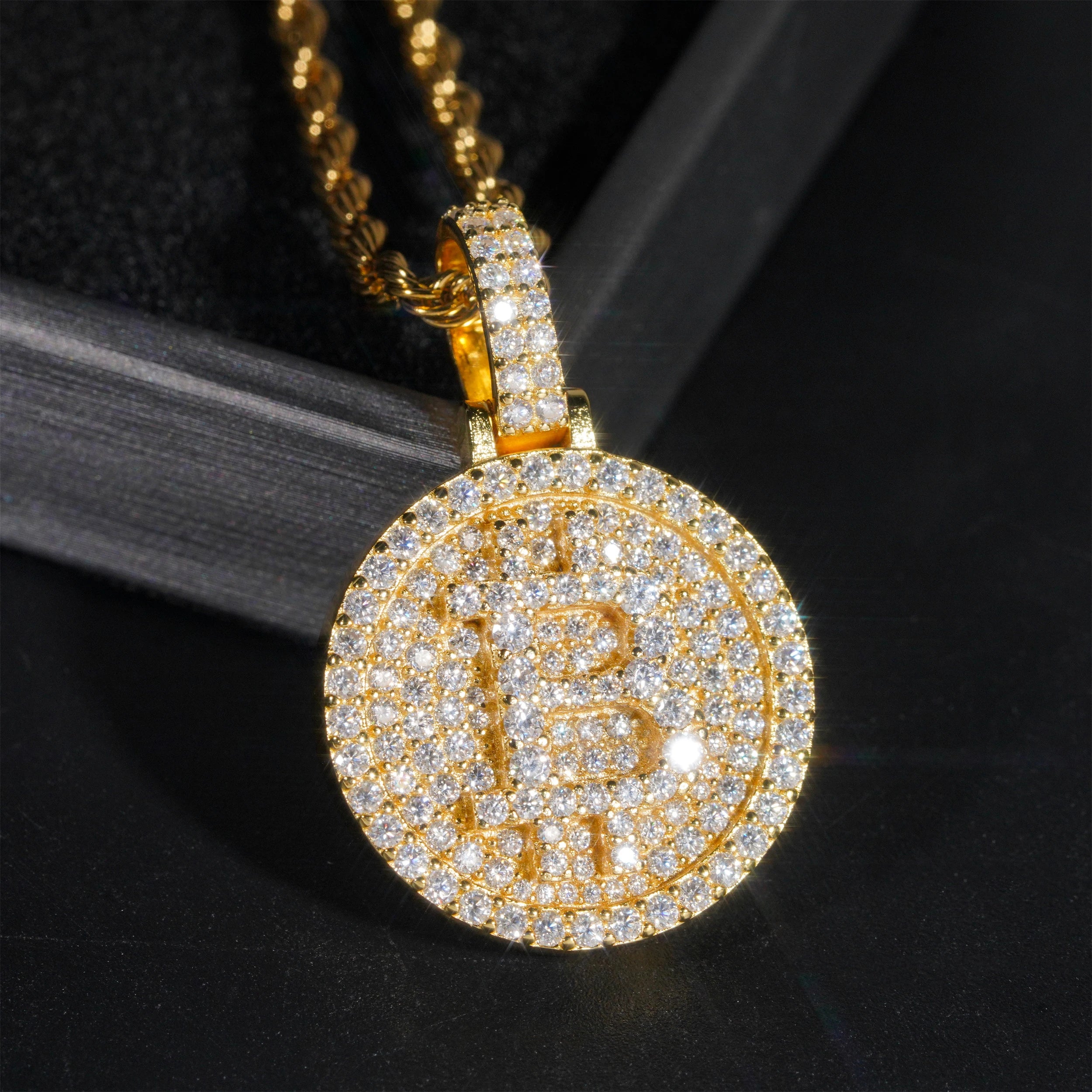 Moissanite Bitcoin Pendant Necklace – Hip Hop Iced Out D Color Diamond | 925 Sterling Silver Pass Diamond Test Jewelry