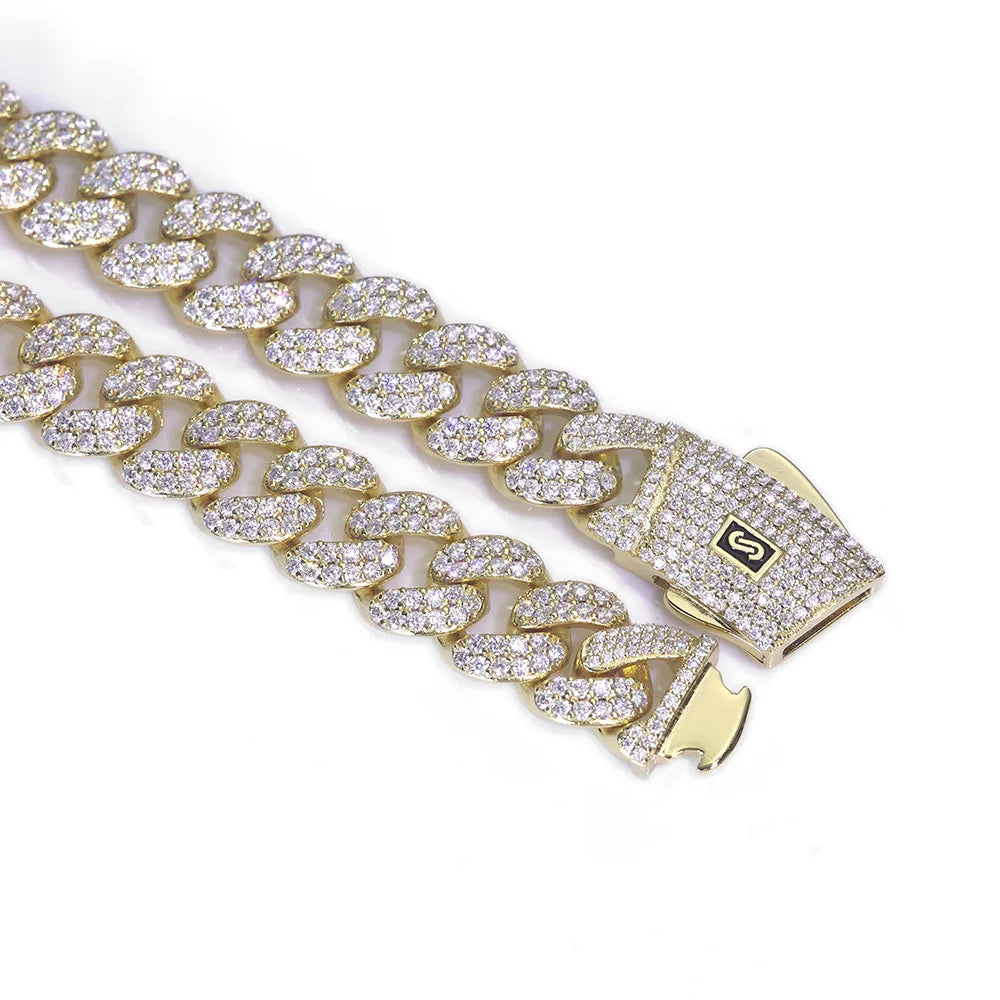 Moissanite Monaco Bracelet – New Style Full Iced Out VVS Diamond 2 Row Cuban Link Chain | 925 Sterling Silver Jewelry for Men & Women