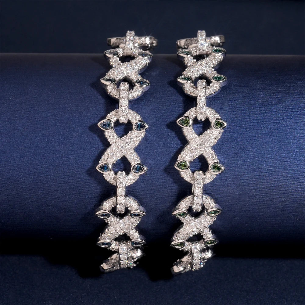 Moissanite Cuban Chain Bracelet – Colorful Trendy Hip Hop Fashion | 925 Sterling Silver with Certificate