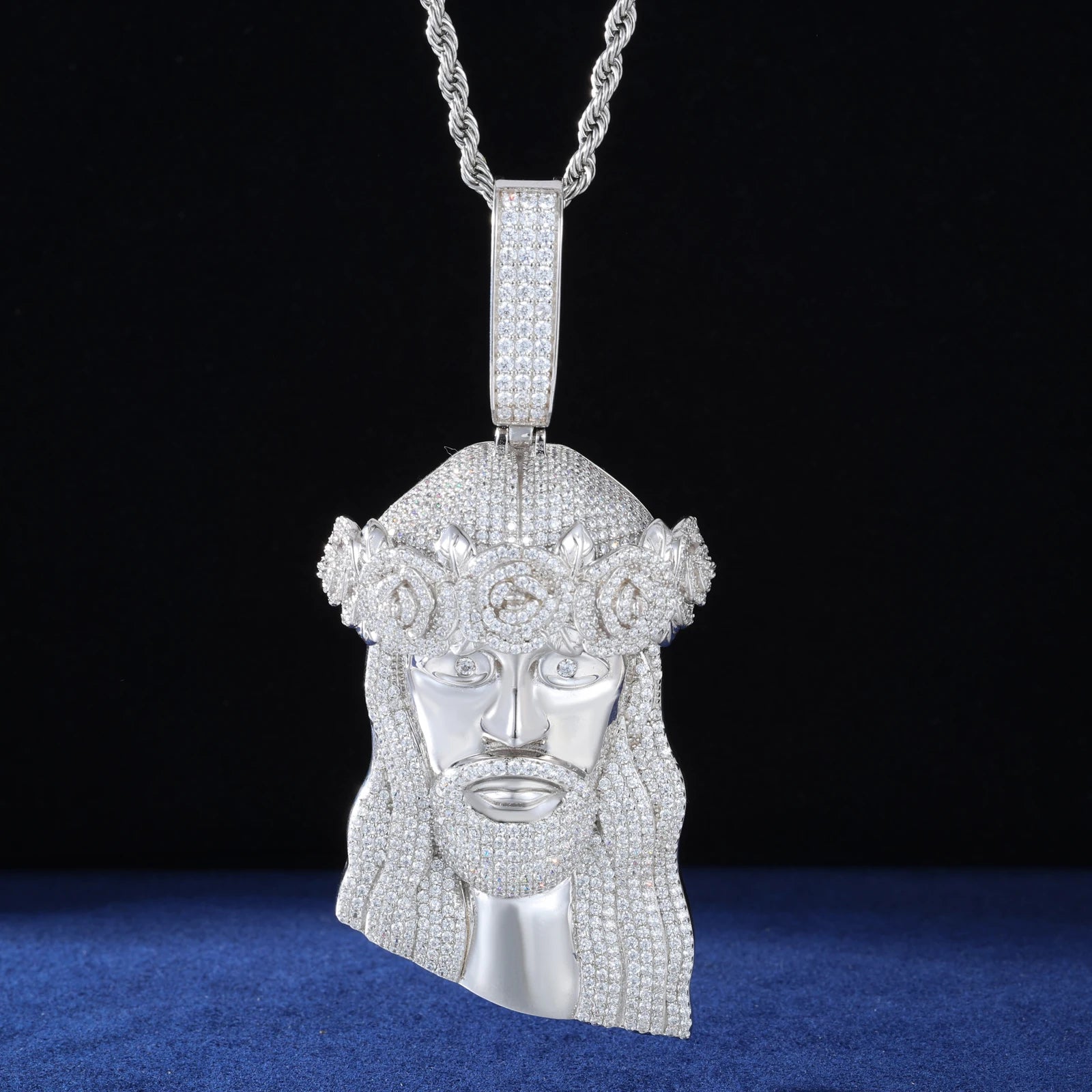 Moissanite Jesus Head Pendant Necklace – Iced Out VVS | 925 Sterling Silver Hip Hop Christian Jewelry for Men & Women