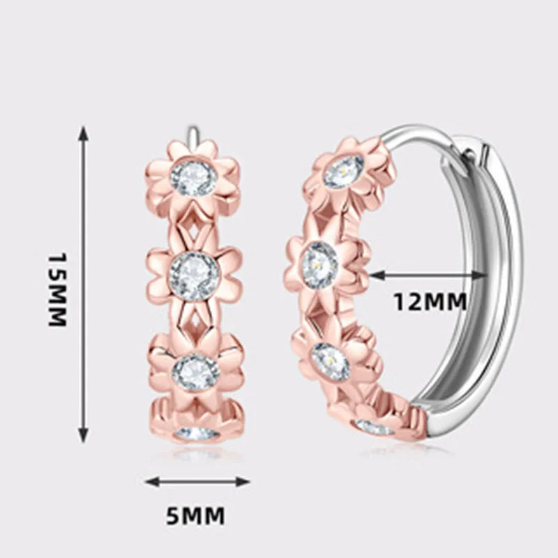 Moissanite Flower Hoop Earrings – GRA Certified Fine Jewelry Gifts | 925 Sterling Silver Earrings for Women