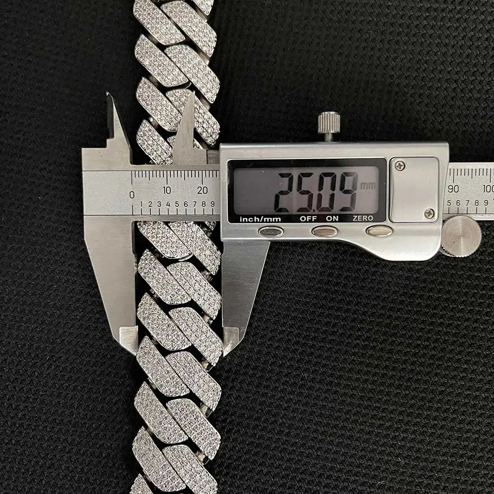 Moissanite Cuban Link Chain Necklace – 25mm Thick Miami Hip Hop VVS | 925 Sterling Silver Jewelry for Men
