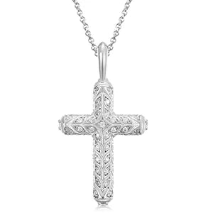 Moissanite Cross Pendant Necklace – Pass Diamond Test | 925 Sterling Silver Fine Jewelry for Men & Women