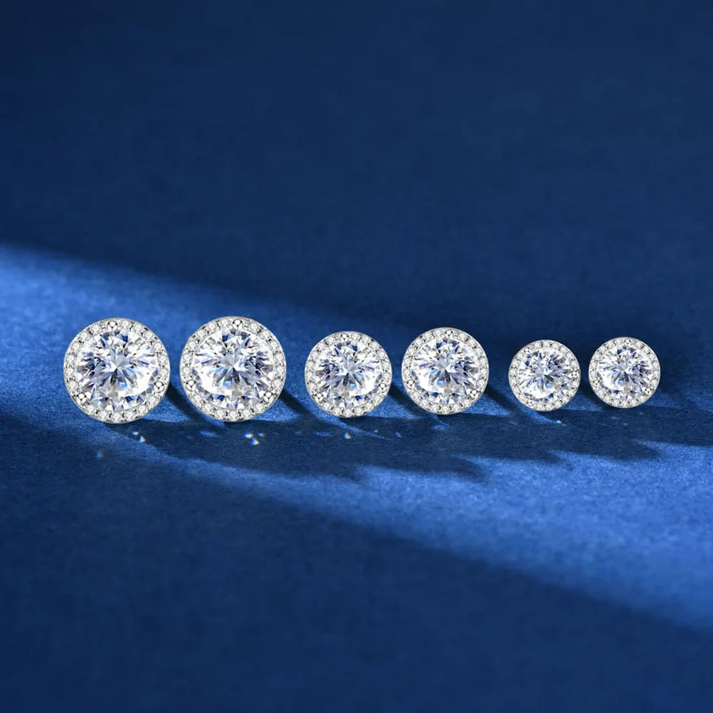 Moissanite Threaded Earrings Set – 1ct 2ct Simple Niche Style | 925 Sterling Silver Unisex Jewelry for Men & Women