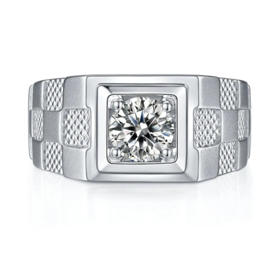 Luxury Moissanite Ring for Men – 1ct 2ct 3ct VVS Iced Out Diamond Ring with GRA Certificate | 925 Sterling Silver Fine Jewelry