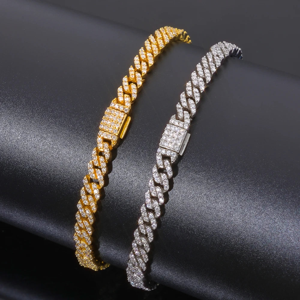 Moissanite Cuban Link Chain Necklace – 5mm VVS Diamond Iced Out Pass Test | 925 Sterling Silver Hip Hop Jewelry for Women