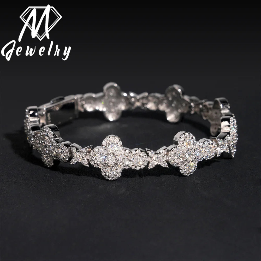 Moissanite Cuban Bracelet – 13mm VVS Iced Out Chain | 925 Sterling Silver Hip Hop Pass Diamond Tester Jewelry