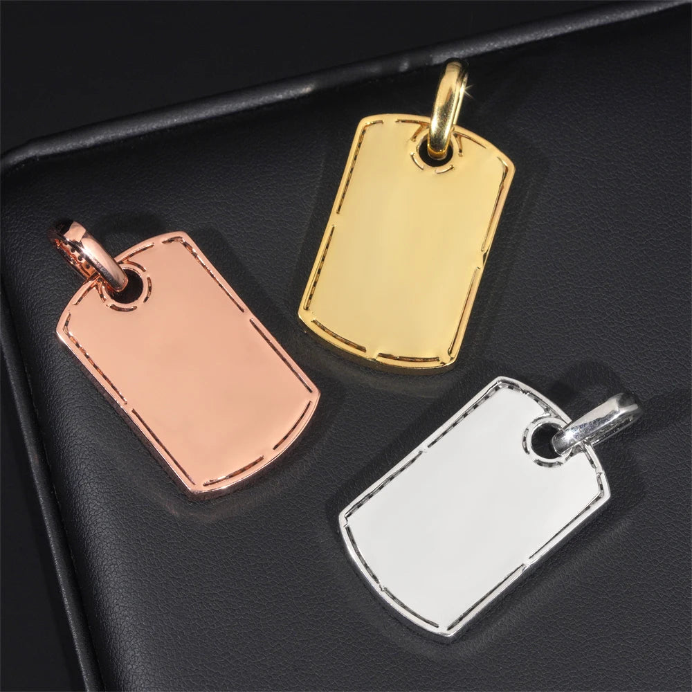 Moissanite Rectangular Pendant Necklace – Shiny Inlaid Hip Hop Design | S925 Sterling Silver Cool INS Jewelry