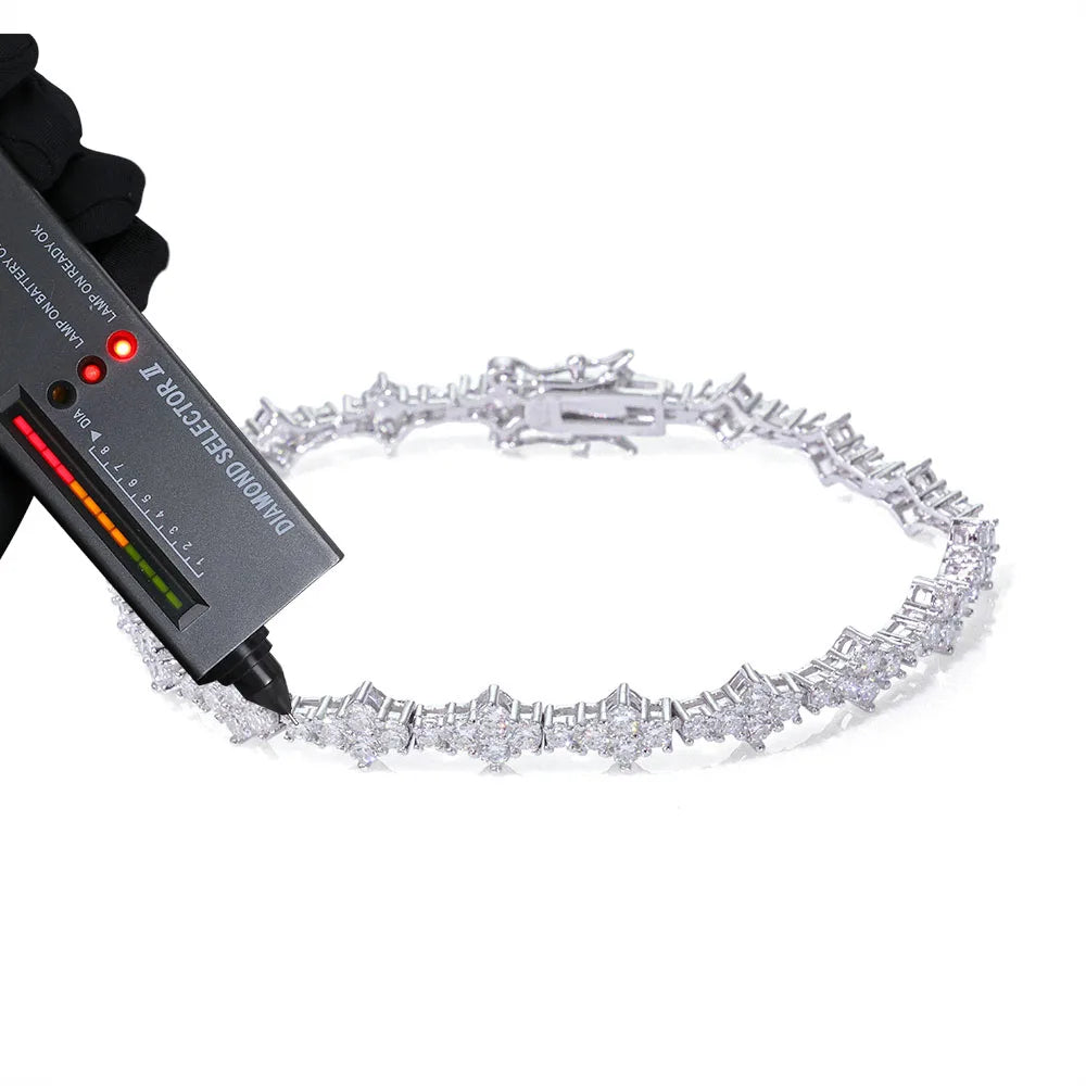 Moissanite Tennis Bracelet – Iced Out VVS with Spring Buckle | 925 Sterling Silver Tennis Chain Jewelry for Men & Women