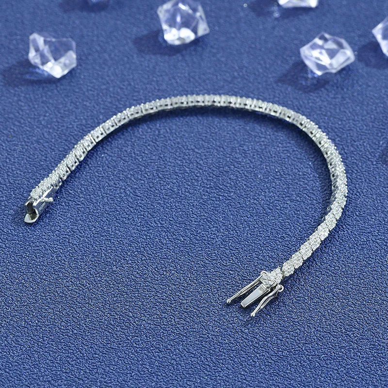 Moissanite Tennis Bracelet – Full Sparkling Diamond Design GRA Certified | 925 Sterling Silver Wedding & Party Jewelry for Women & Men