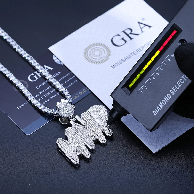 Moissanite Custom Letter Pendant – New Font Stitching Style | 925 Sterling Silver Hip Hop Jewelry for Men & Women