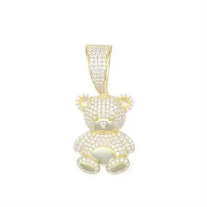 Moissanite Bear Pendant Necklace – Lovely Animal Design | Fashion Jewelry Gift for Women & Men Birthday Party Anniversary