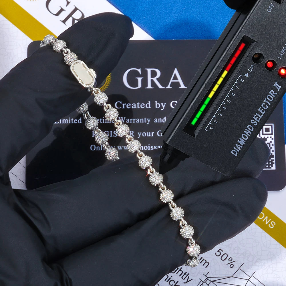 Moissanite Bead Cuban Chain Necklace – 4mm Customized New Design Shiny Iced Out VVS Hip Hop | 925 Sterling Silver Jewelry