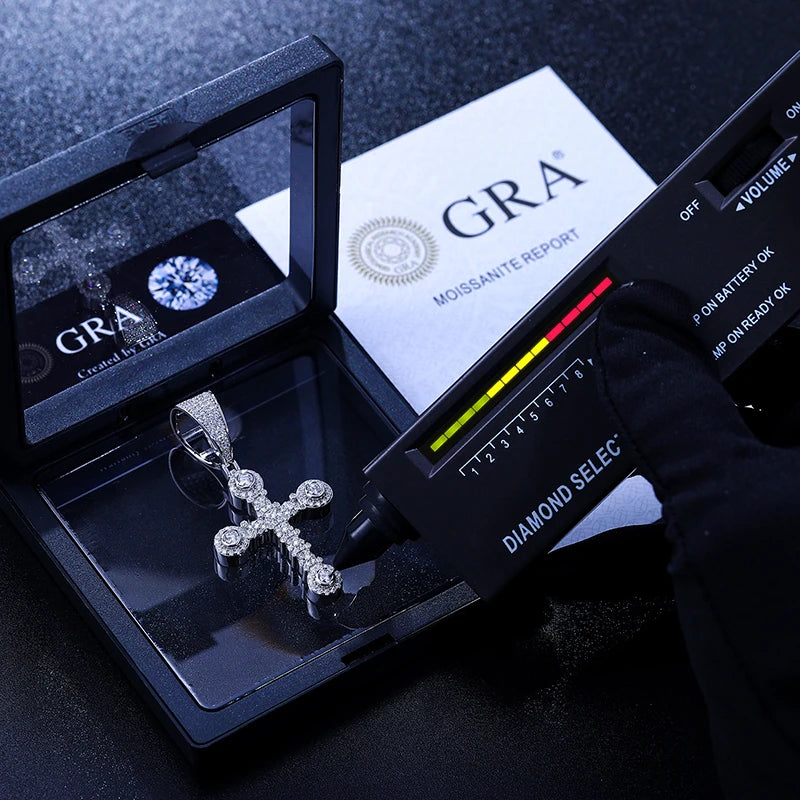 Moissanite Cross Pendant – Star-Studded Sparkle Design | 925 Sterling Silver Hip Hop Jewelry for Men & Women