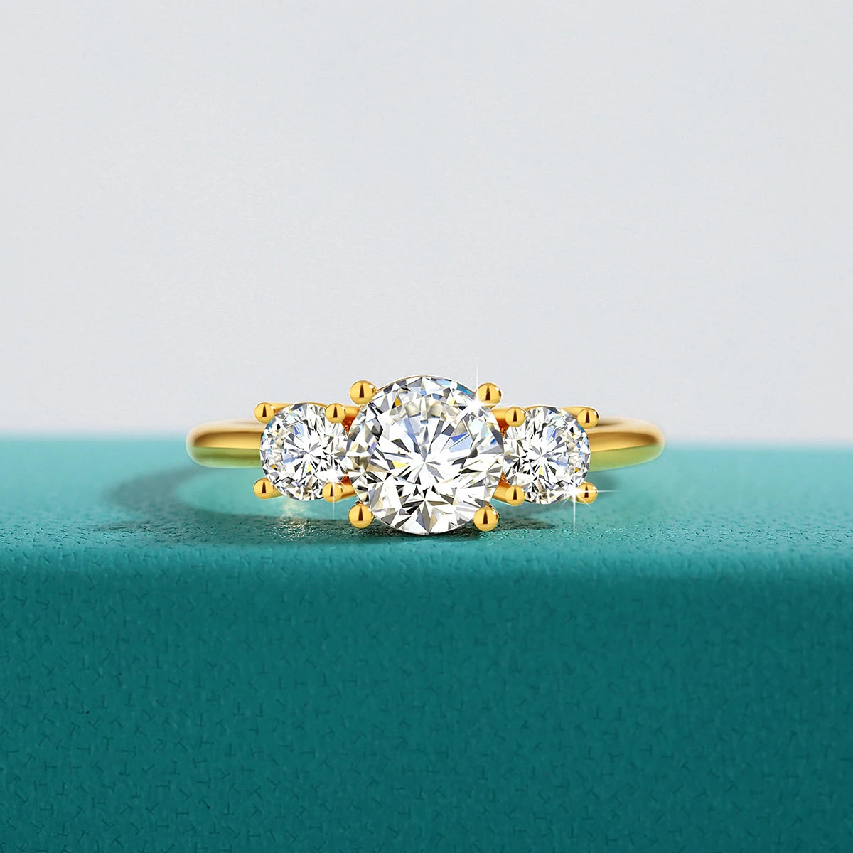 3-Stone Moissanite Engagement Ring – 14K Gold Modern Design | Certified 2025 Trend Luxury Wedding Ring for Women