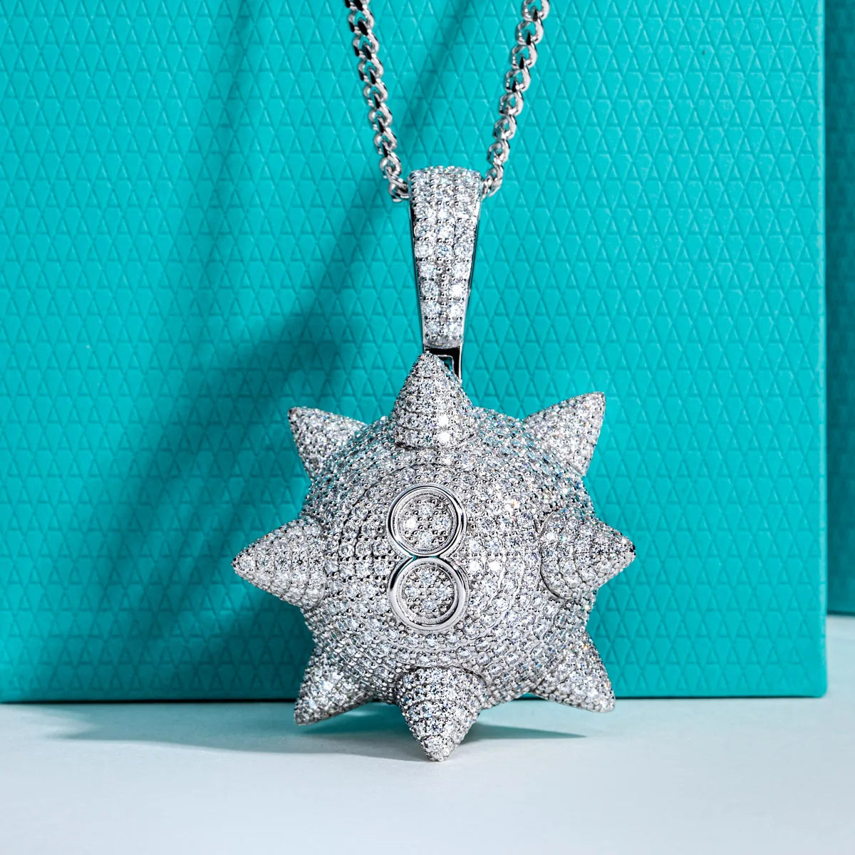 Moissanite Meteor Hammer Pendant Necklace – Chunky Layered Design | 925 Sterling Silver Hip Hop Keychain 60cm for Men & Women