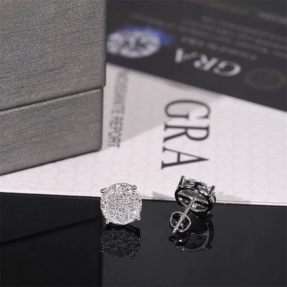 Moissanite Round Stud Earrings – Full D Color with Certificate | S925 Sterling Silver Fine Jewelry Gifts