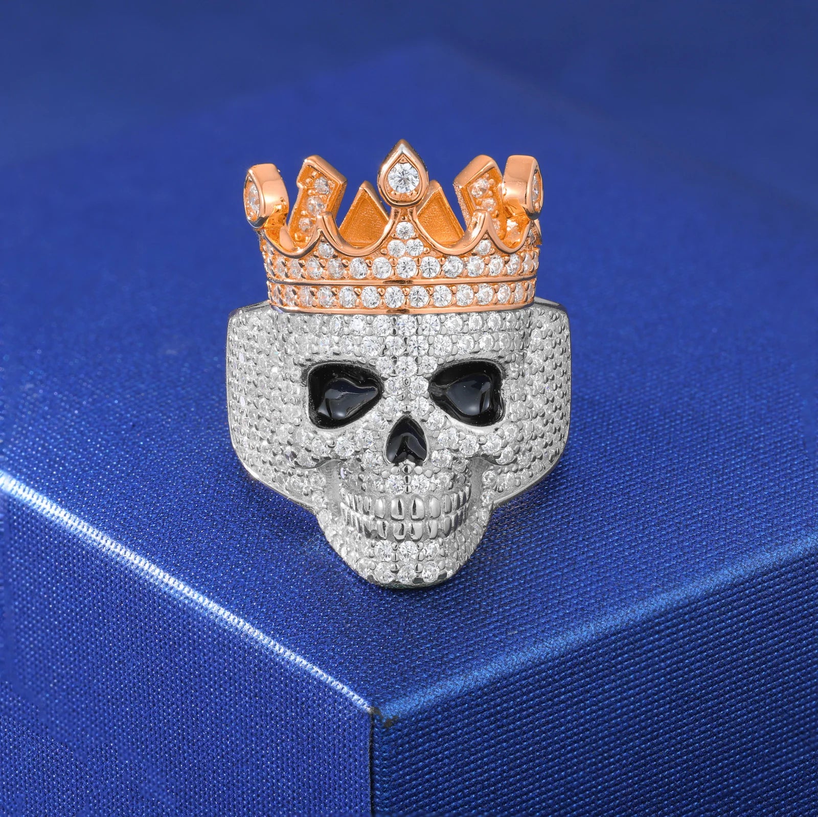 Moissanite Crown Skull Ring – Iced Out Design | Sterling Silver Hip Hop Jewelry for Men & Women