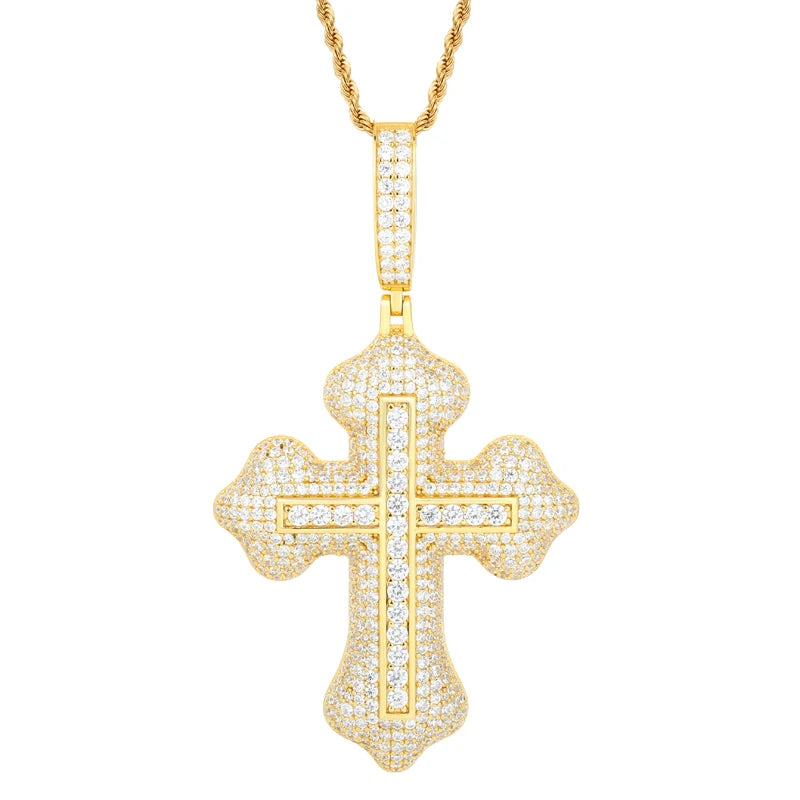 Moissanite Cross Pendant – D VVS Full Iced Out Design | 925 Sterling Silver Hip Hop Jewelry for Men & Women