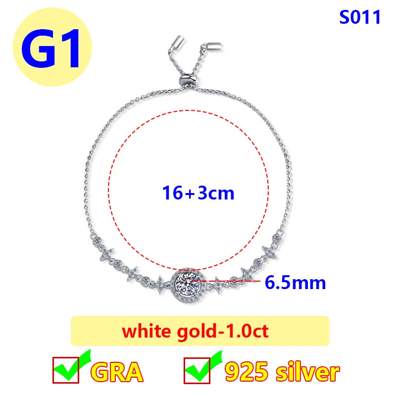 Moissanite Bracelet – Elegant Flower Wedding Jewelry Gift | 925 Sterling Silver Diamond Bracelet for Women