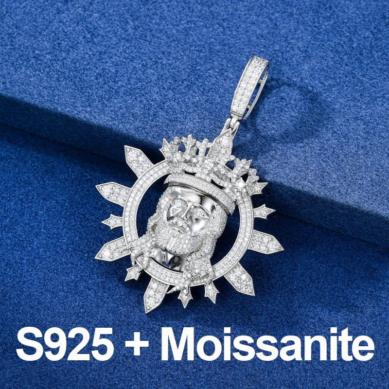 Moissanite Jesus Head Pendant Necklace – Iced Out Design | Christian Faith Hip Hop Jewelry for Men & Women