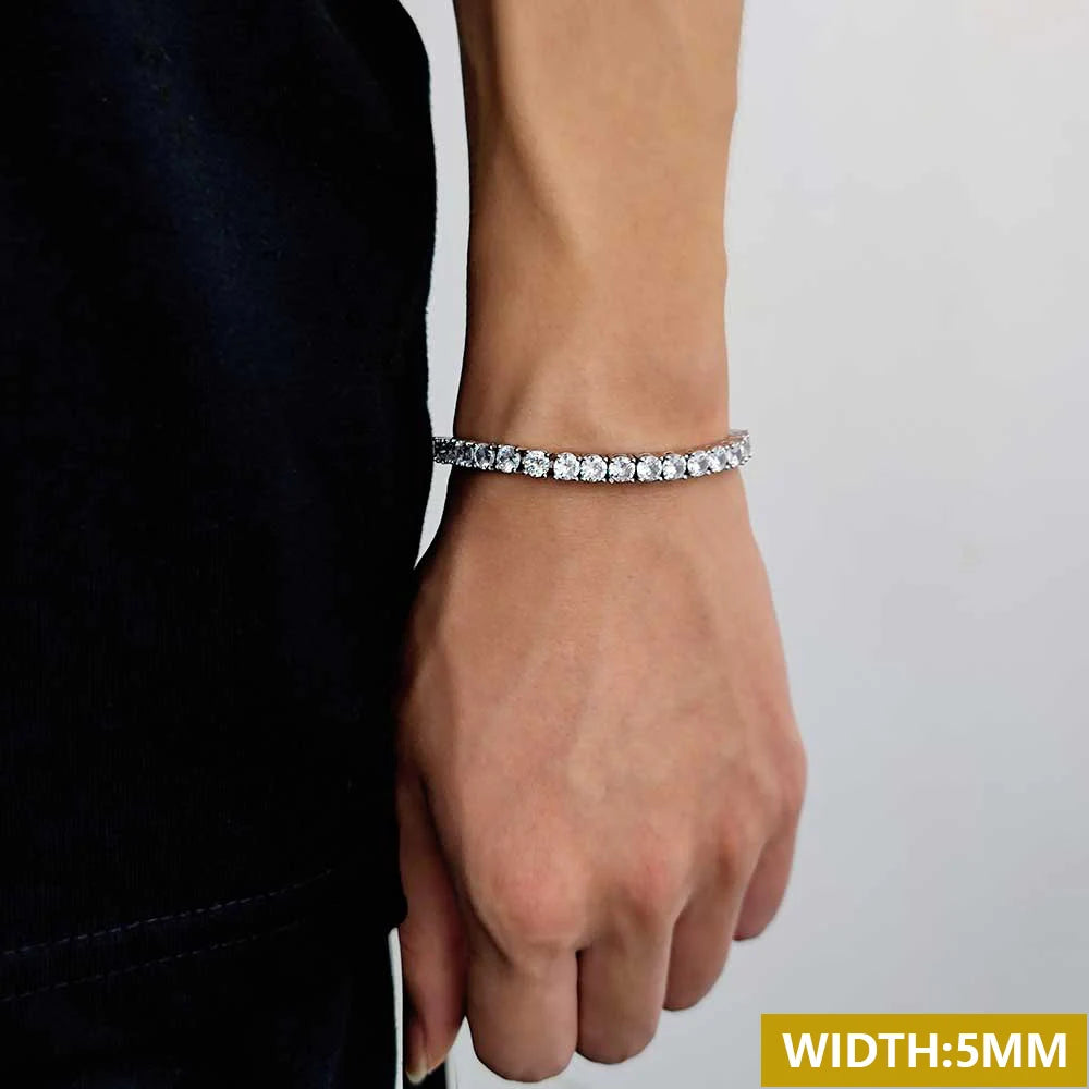 Moissanite Tennis Bracelet – 5mm D VVS1 Pass Diamond Test | 925 Sterling Silver Bracelet for Women & Men