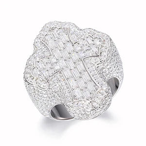 Moissanite Cross Ring – Baguette Iced Out | S925 Sterling Silver Luxury Hip Hop Jewelry for Men & Women