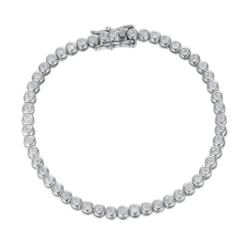 Moissanite Tennis Bracelet – 2mm Sparkling Party Jewelry Plated White Gold | 925 Sterling Silver Bracelet for Women & Men