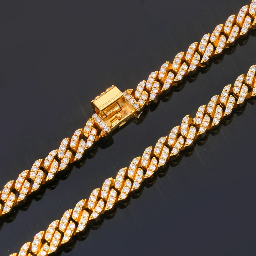 Moissanite Cuban Link Chain Necklace – 5mm VVS Diamond Iced Out Pass Test | 925 Sterling Silver Hip Hop Jewelry for Women