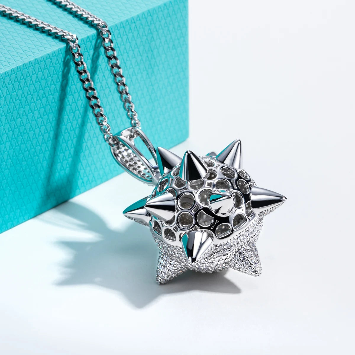 Moissanite Meteor Hammer Pendant Necklace – Chunky Layered Design | 925 Sterling Silver Hip Hop Keychain 60cm for Men & Women