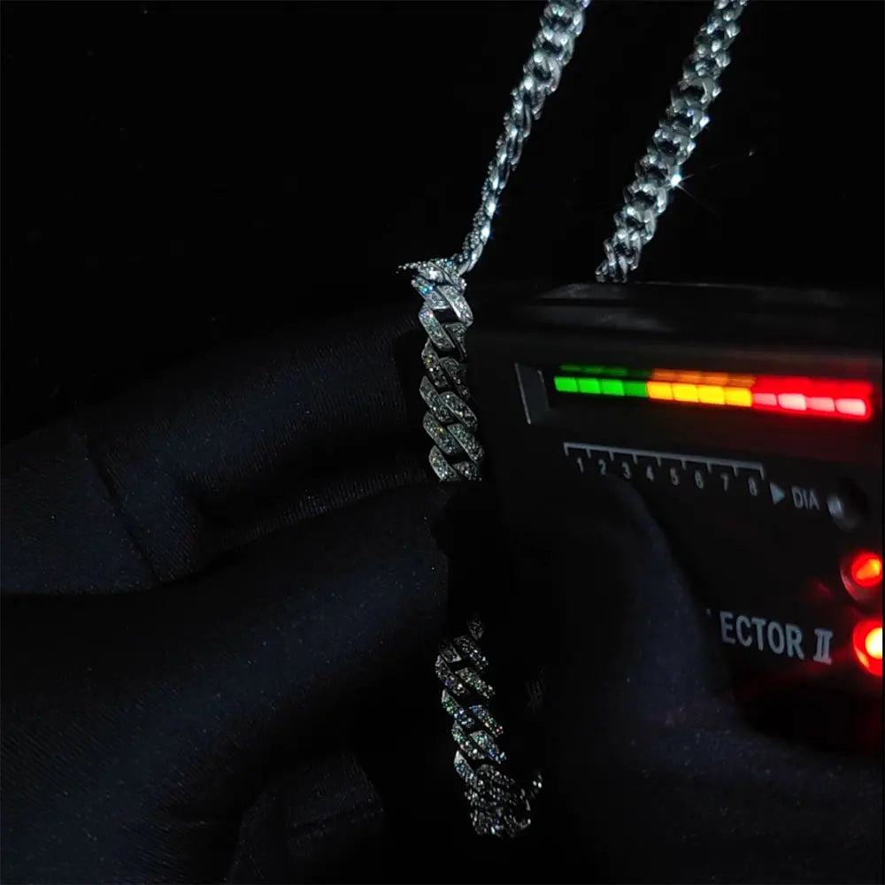 Moissanite Cuban Hip Hop Chain Necklace – 8mm VVS Full Diamond Iced Out | 925 Sterling Silver Chain Jewelry for Men & Women