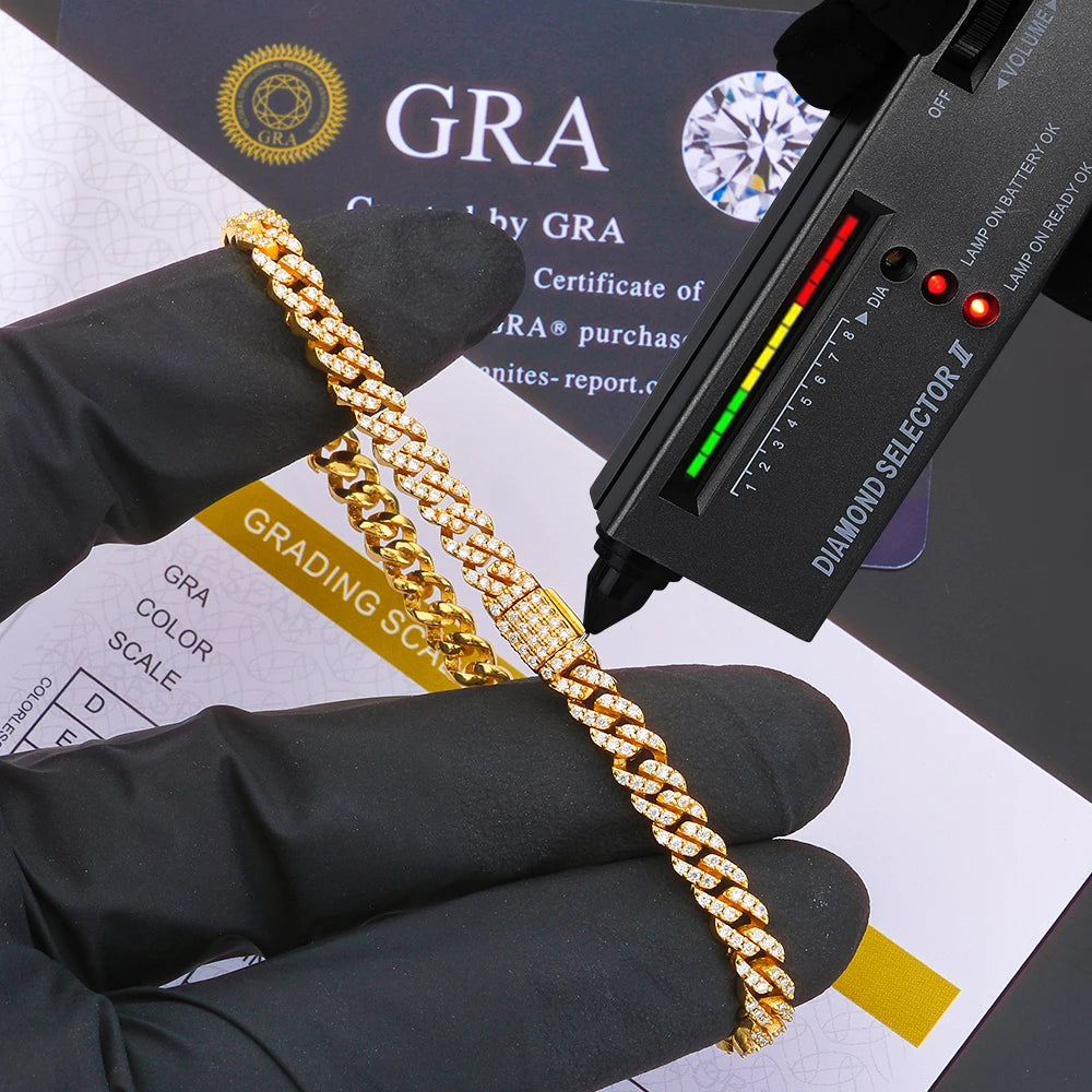 Moissanite Cuban Link Chain Necklace – 5mm VVS Diamond Iced Out Pass Test | 925 Sterling Silver Hip Hop Jewelry for Women