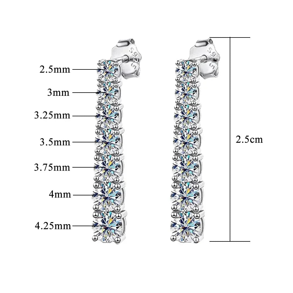 Moissanite Drop Earrings – 2.8CT Tassel Dangle Bridal Wedding Jewelry | 925 Sterling Silver Earrings for Women