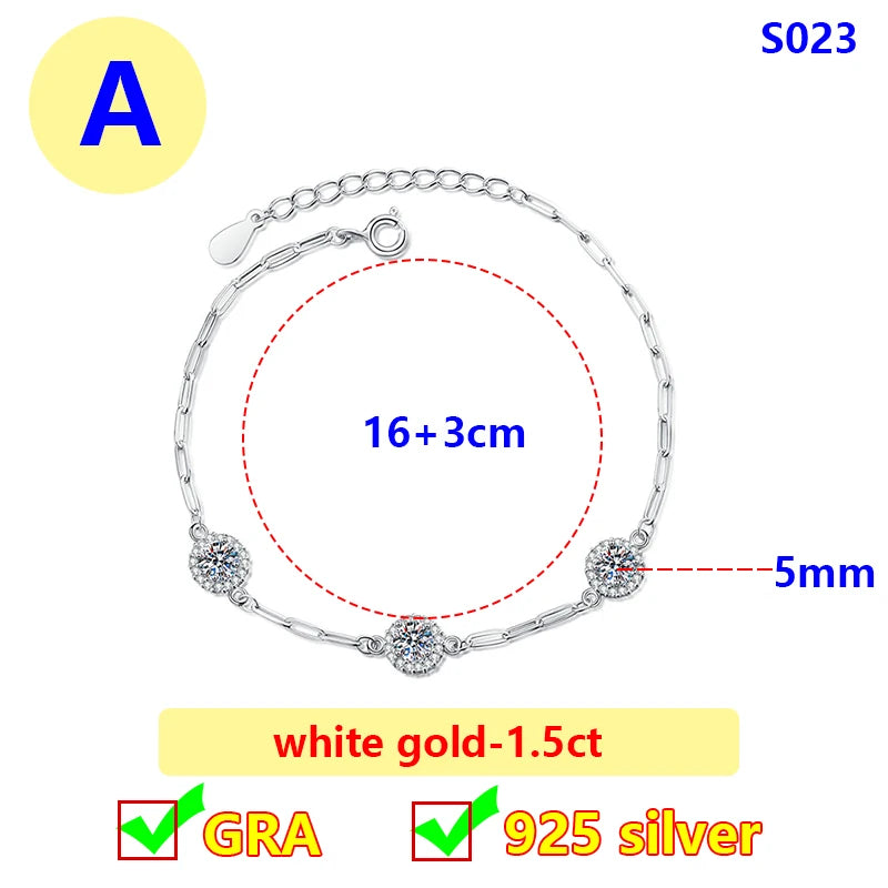 Moissanite Bracelet – Elegant Flower Wedding Jewelry Gift | 925 Sterling Silver Diamond Bracelet for Women