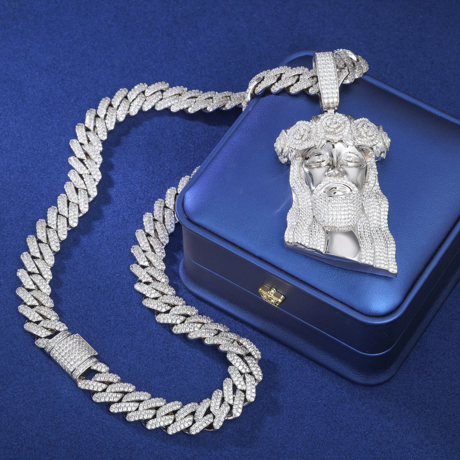 Moissanite Jesus Head Pendant Necklace – Iced Out VVS | 925 Sterling Silver Hip Hop Christian Jewelry for Men & Women