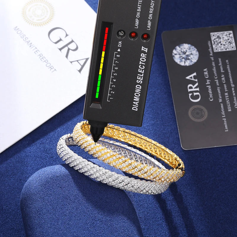 Moissanite Twist Bracelet – 8mm Iced Out | S925 Sterling Silver Hip Hop Jewelry for Men & Women