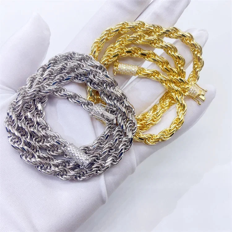 Moissanite Cuban Chain Necklace – 6mm Full Moissanite Buckle Hip Hop Style | 925 Sterling Silver Jewelry for Women & Men
