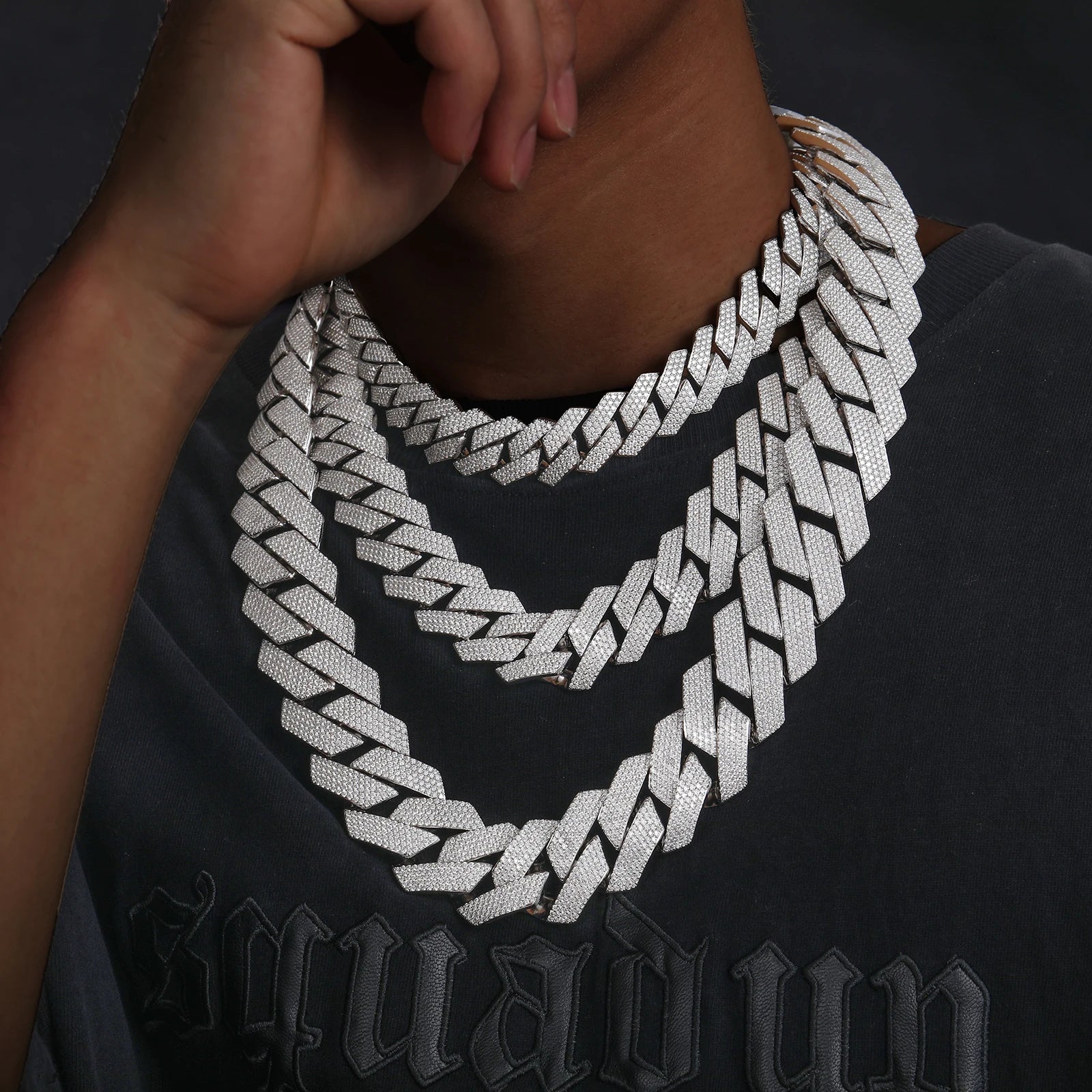 Moissanite Cuban Link Chain Necklace – 16mm 20mm 27mm Miami | S925 Sterling Silver Hip Hop Jewelry for Men & Women