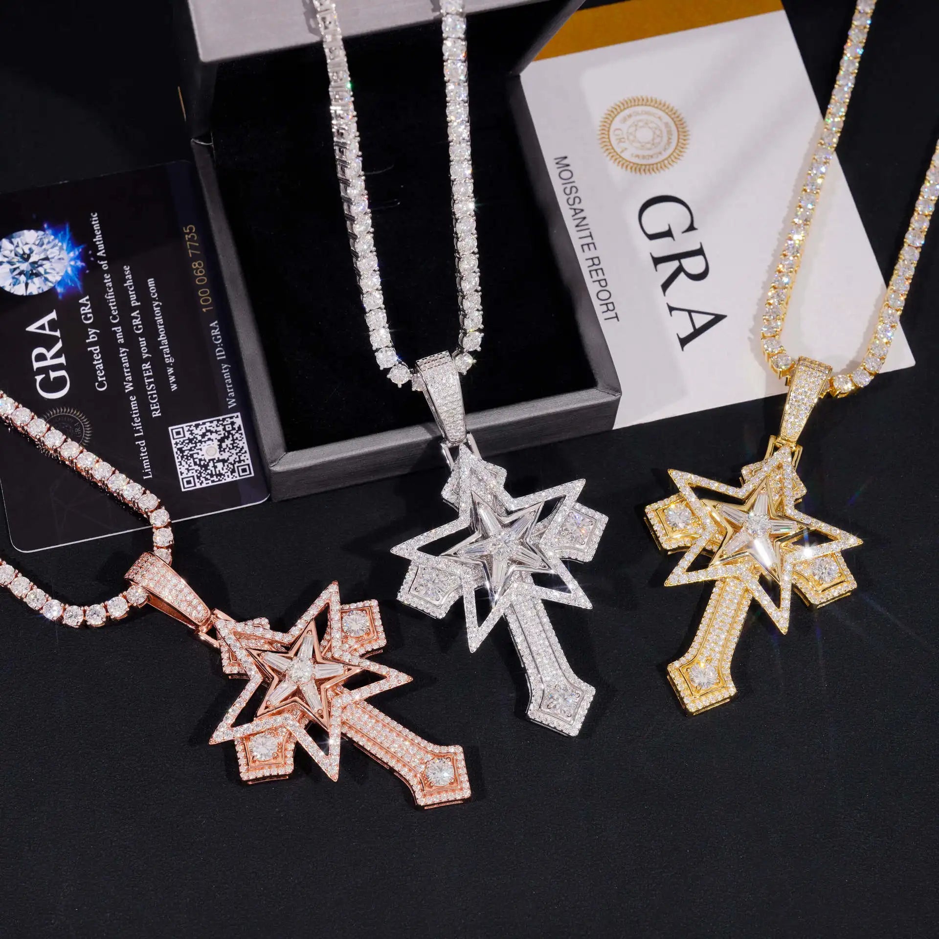 Full Moissanite Cross Pendant – GRA Certified | 925 Sterling Silver Hip Hop Jewelry Fits 10mm Tennis Chain