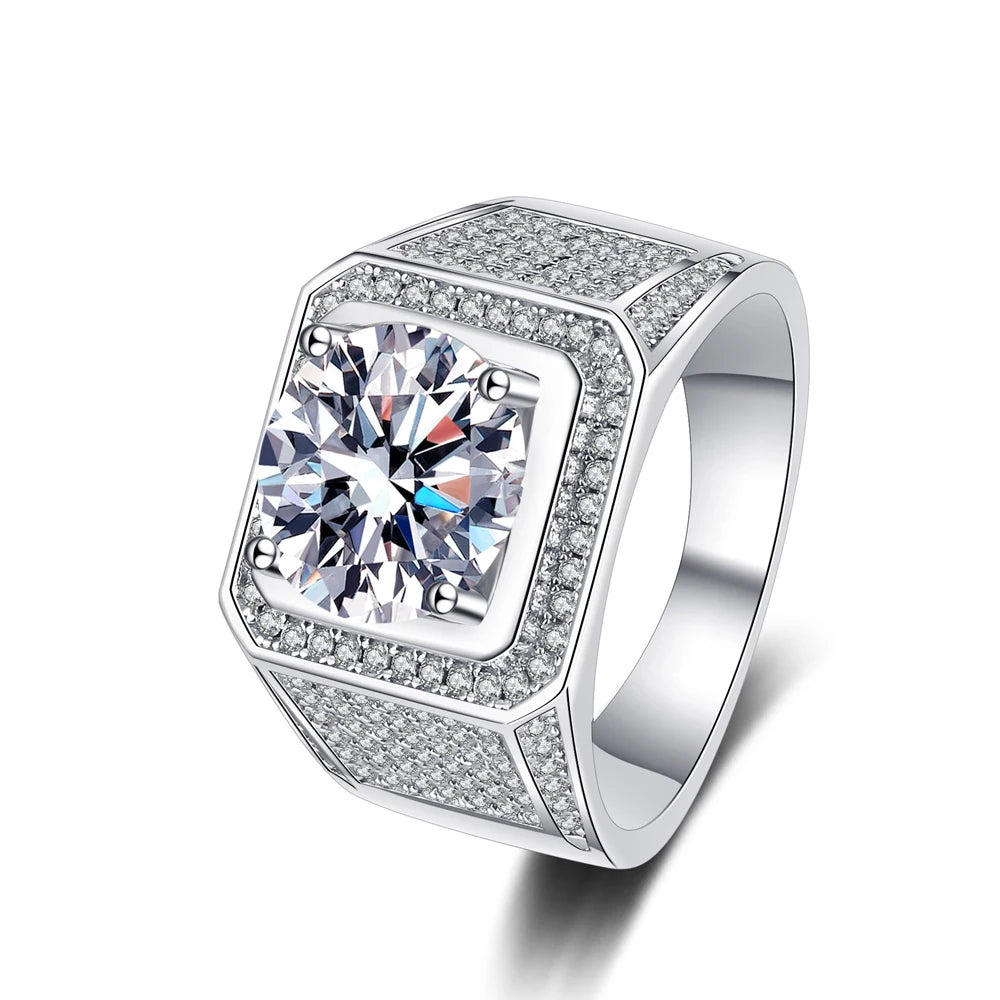 Moissanite Eternity Band Ring – 5ct D Color | 925 Sterling Silver 18k Gold Plated Hip Hop Sparkling Party Jewelry for Men & Women