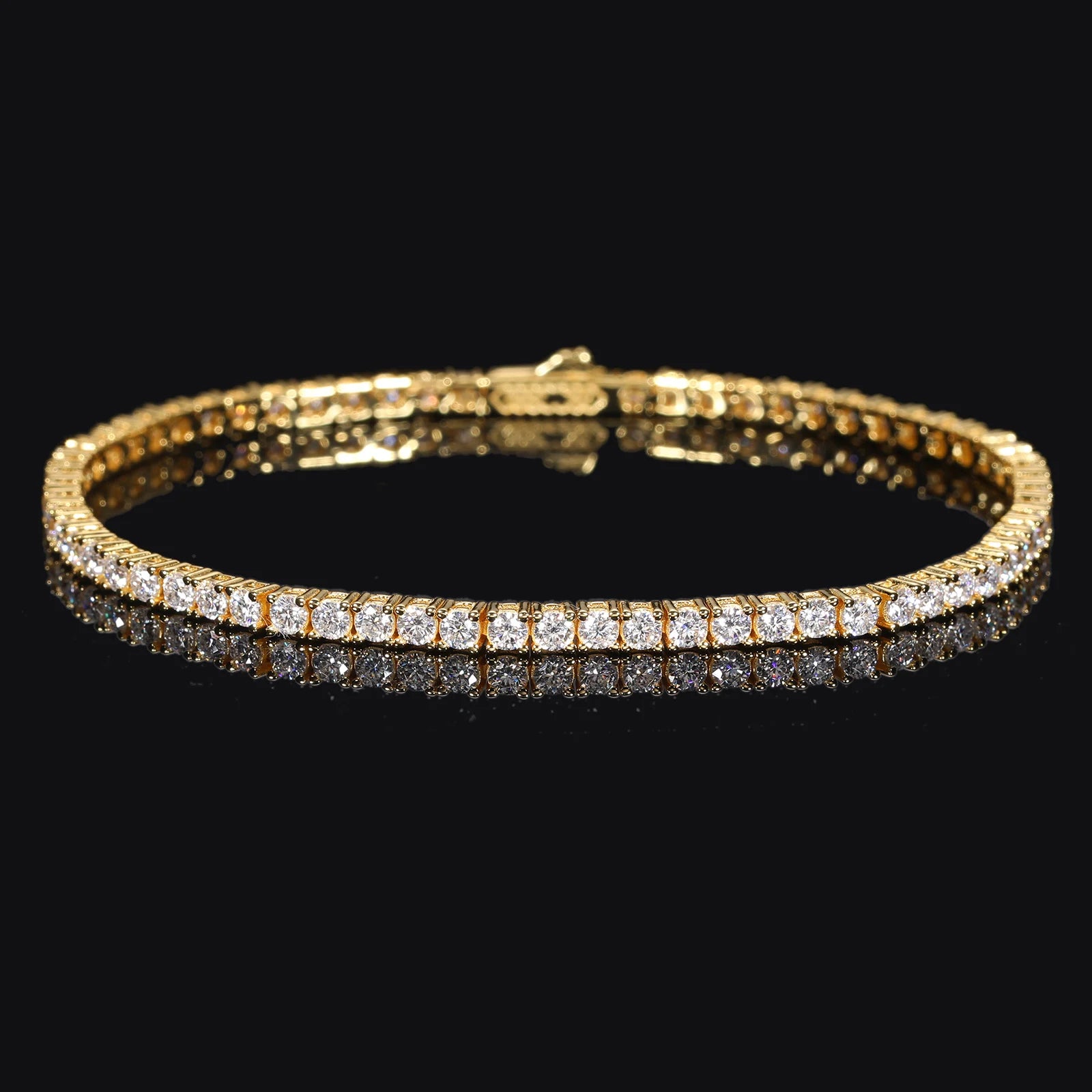 Moissanite Tennis Chain Necklace – Iced Out Diamond 2mm 3mm 4mm 5mm | 925 Sterling Silver Gold Plated Jewelry