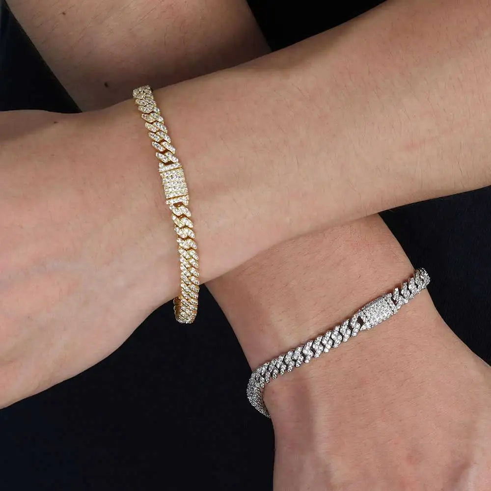 Moissanite Cuban Link Chain Necklace – 6mm VVS Diamond Iced Out Pass Test Single Row | 925 Sterling Silver Jewelry for Women
