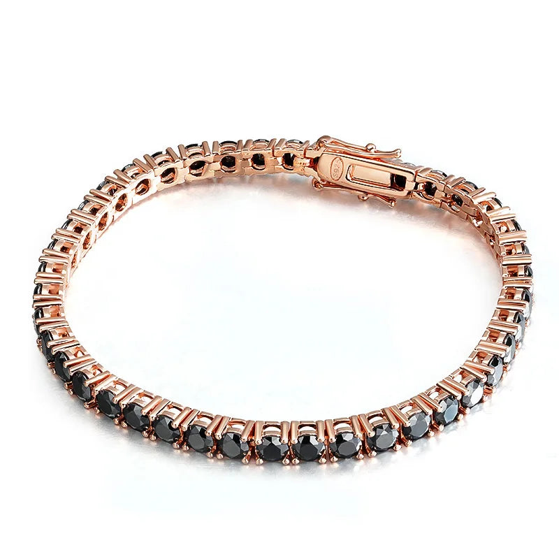 Moissanite Tennis Bracelet – 3mm 4mm Black Full Diamond GRA Certified Hip Hop | 925 Sterling Silver 18K Gold Plated Bracelet for Women & Men