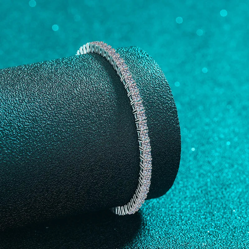 Moissanite Tennis Bracelet – 2mm 3mm D VVS1 Pass Diamond Test with GRA | 925 Sterling Silver Bracelet for Women