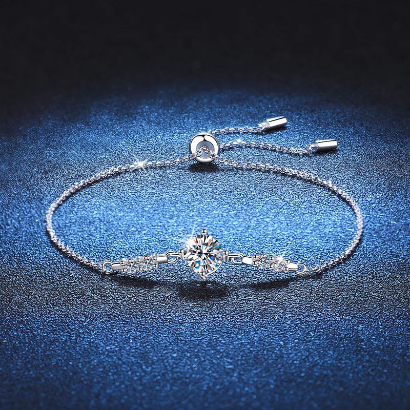 Moissanite Bracelet – Elegant Flower Wedding Jewelry Gift | 925 Sterling Silver Diamond Bracelet for Women