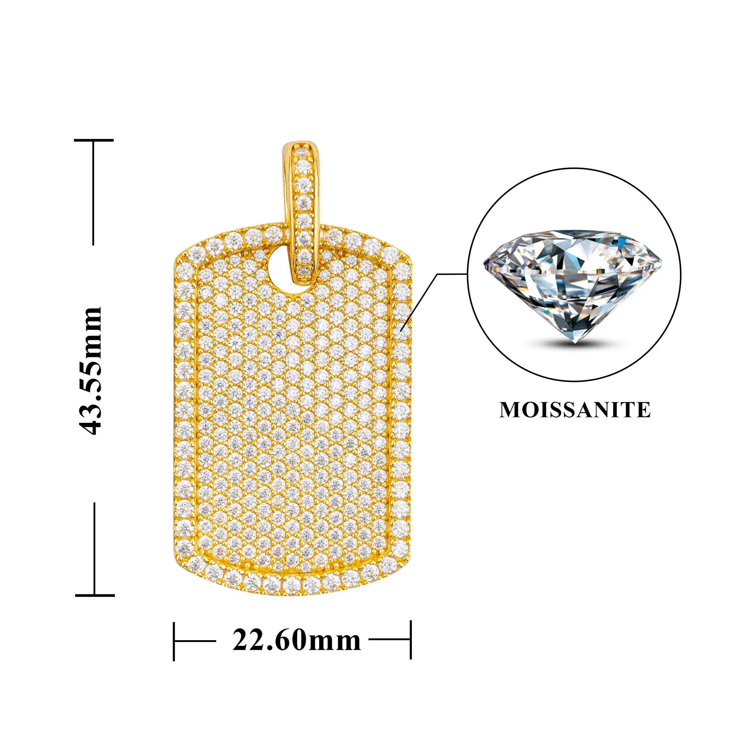 Moissanite Rectangular Pendant Necklace – Shiny Inlaid Hip Hop Design | S925 Sterling Silver Cool INS Jewelry