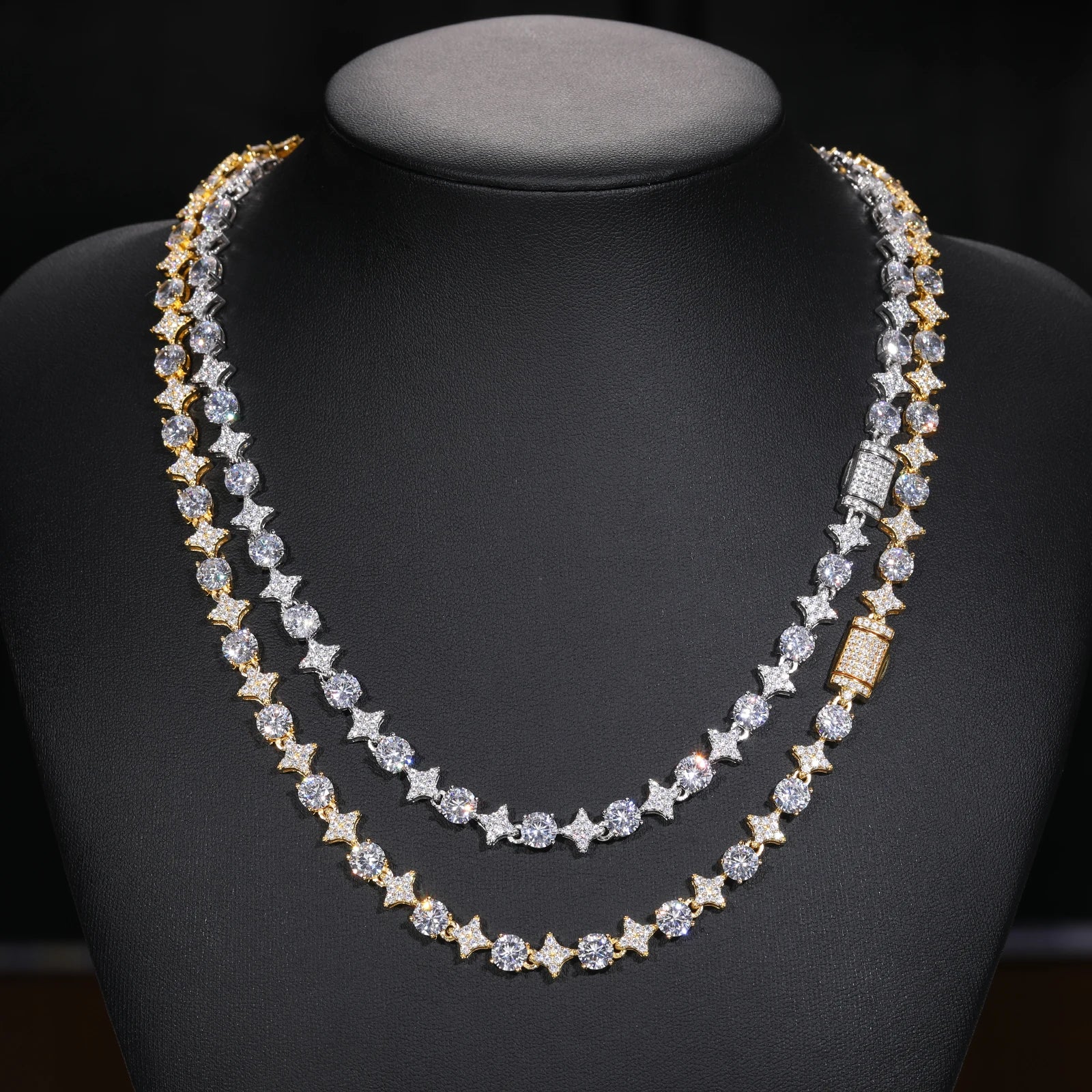 Moissanite Tennis Chain Necklace – Star Round New Design Iced Out Hip Hop Christmas Jewelry | 925 Sterling Silver for Women